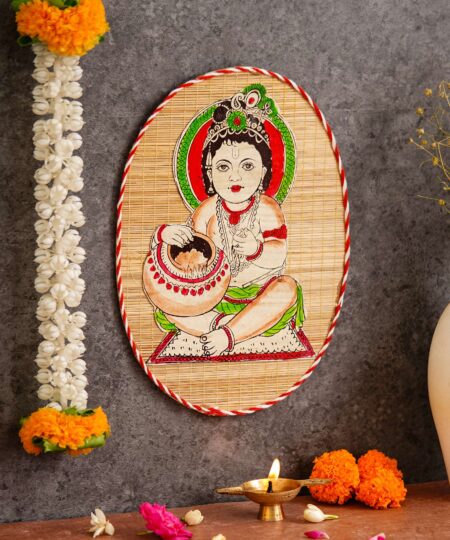Bamboo Hand Crafted Wall Hangings Of Kanha Ji For Home Decor | Bamboo Art For Wall Decor