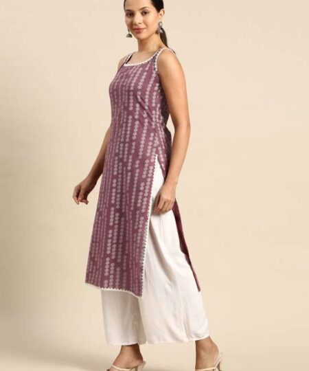 Women's Rayon Printed Straight Kurti With Pant Set